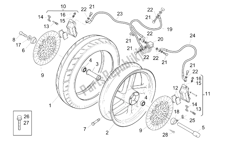 Tutte le parti per il Ruota Anteriore del Aprilia RS 250 1995