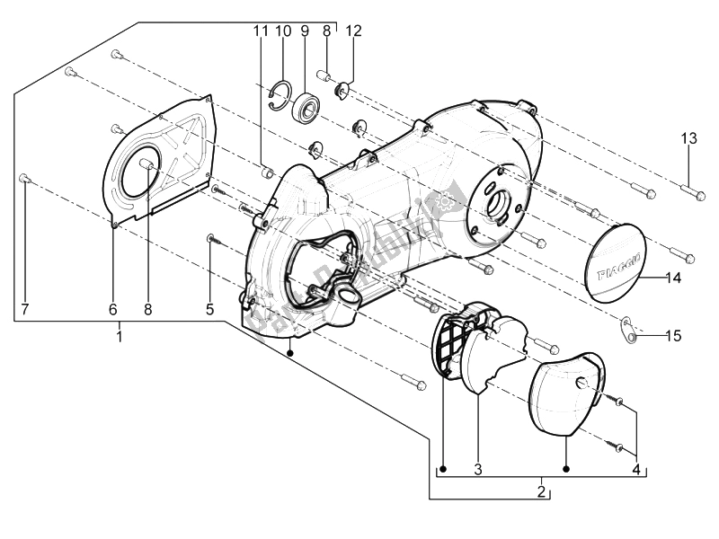 All parts for the Crankcase Cover - Crankcase Cooling of the Aprilia SR Motard 125 4T E3 2012