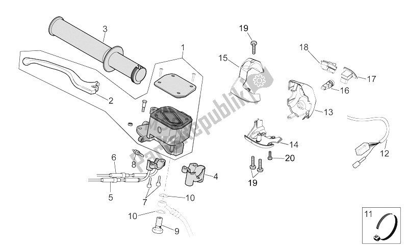 Todas las partes para Controles Rh de Aprilia Scarabeo 300 Light E3 2009