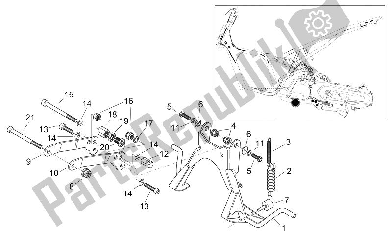 All parts for the Central Stand - Engine Connecting of the Aprilia Area 51 1998