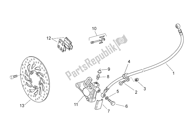 All parts for the Front Brake Caliper of the Aprilia Scarabeo 50 2T E2 NET 2010