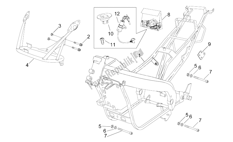 All parts for the Frame of the Aprilia RS 50 1996