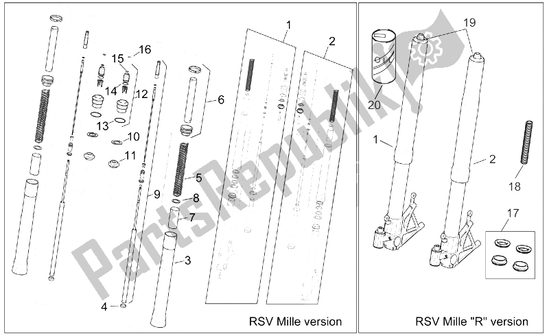 Tutte le parti per il Forcella Anteriore I del Aprilia RSV Mille 1000 2003