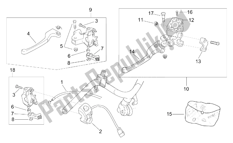 All parts for the Lh Controls of the Aprilia Scarabeo 50 2T ENG Minarelli 2000