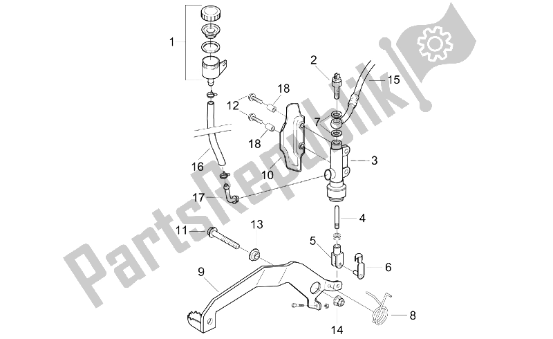 All parts for the Rear Master Cylinder of the Aprilia RX 50 2003