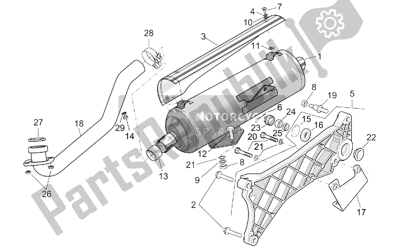 All parts for the Exhaust Unit of the Aprilia Scarabeo 125 200 E2 ENG Piaggio 2003