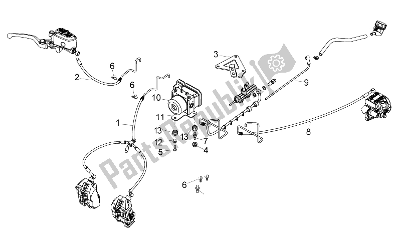 All parts for the Abs Brake System of the Aprilia NA 850 Mana GT 2009