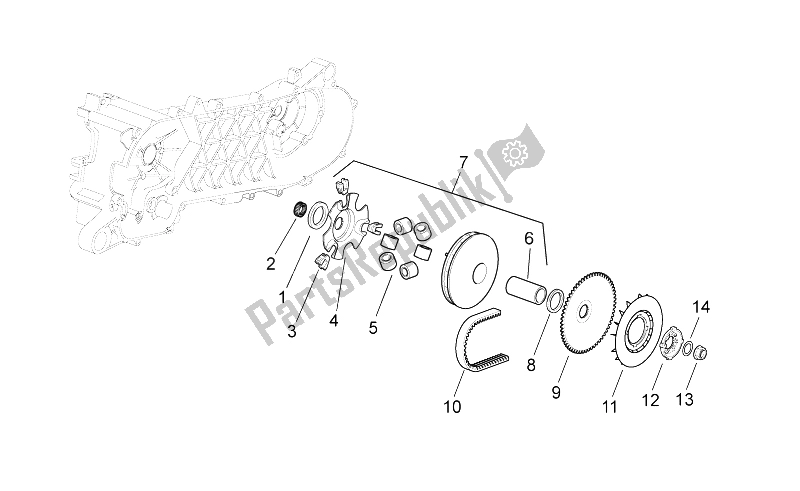 Alle onderdelen voor de Variator van de Aprilia SR 50 IE Carb MY 2010