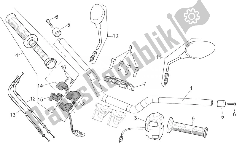 All parts for the Handlebar - Controls of the Aprilia Shiver 750 USA 2011