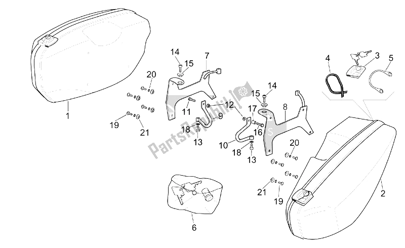 Todas las partes para Maletas Laterales de Aprilia Scarabeo 125 150 200 ENG Rotax 1999