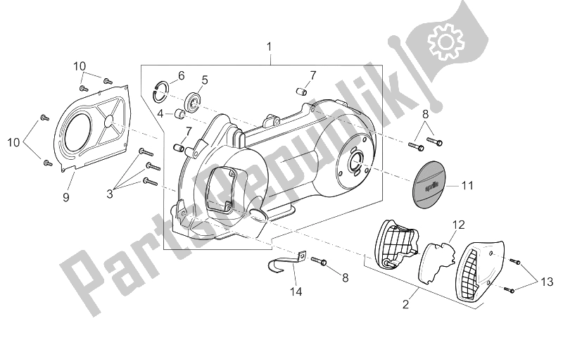 Toutes les pièces pour le Couvercle De Variateur du Aprilia Atlantic 125 250 2006