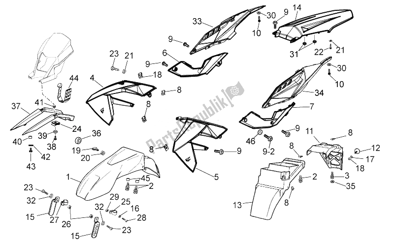 Alle Teile für das Körper des Aprilia RX 50 2014