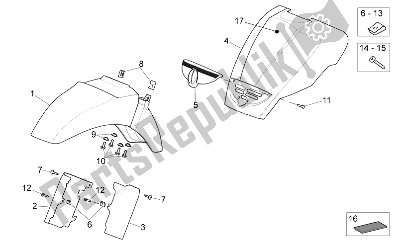 Toutes les pièces pour le Corps Avant I du Aprilia Scarabeo 400 492 500 Light 2006