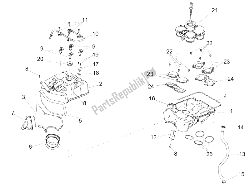 All parts for the Air Box of the Aprilia RSV4 RR USA 1000 2016