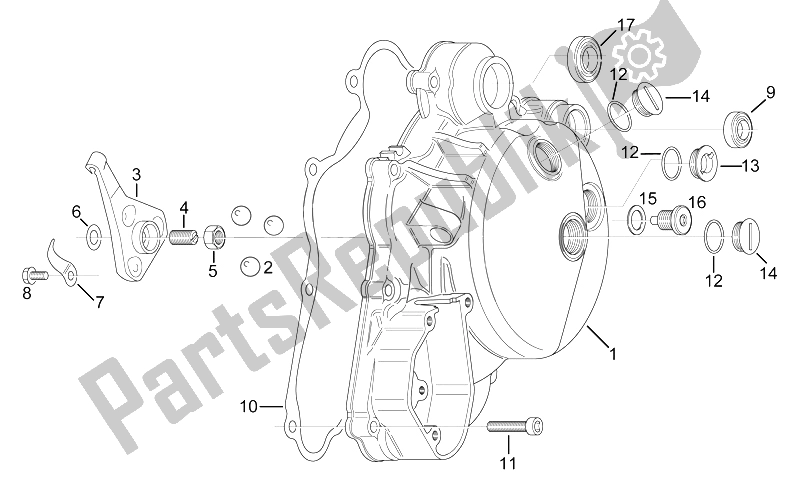 Alle onderdelen voor de Koppelingsdeksel van de Aprilia RS 125 ENG 122 CC 1996