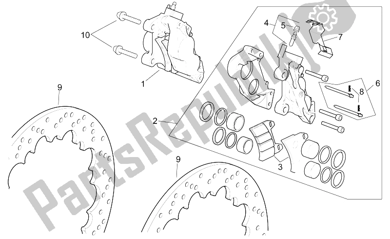 All parts for the Front Brake Caliper of the Aprilia RSV Mille SP 1000 1999