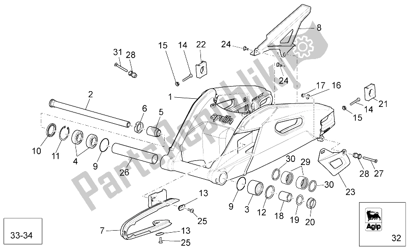 Alle onderdelen voor de Zwenkarm van de Aprilia RSV4 Aprc Factory ABS 1000 2013