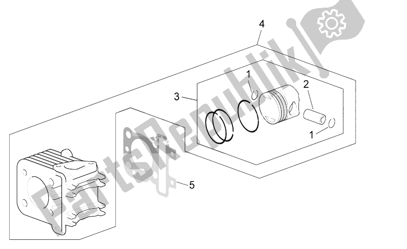 All parts for the Cylinder - Piston of the Aprilia Scarabeo 100 4T E3 NET 2009
