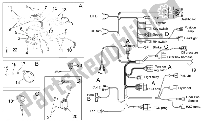 Tutte le parti per il Impianto Elettrico I del Aprilia RXV SXV 450 550 2008