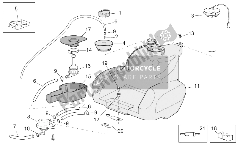 Toutes les pièces pour le Réservoir De Carburant Ii du Aprilia Scarabeo 100 4T E3 2006