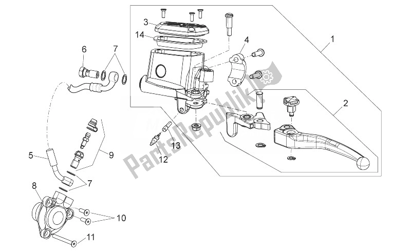 All parts for the Clutch Pump of the Aprilia Shiver 750 USA 2011