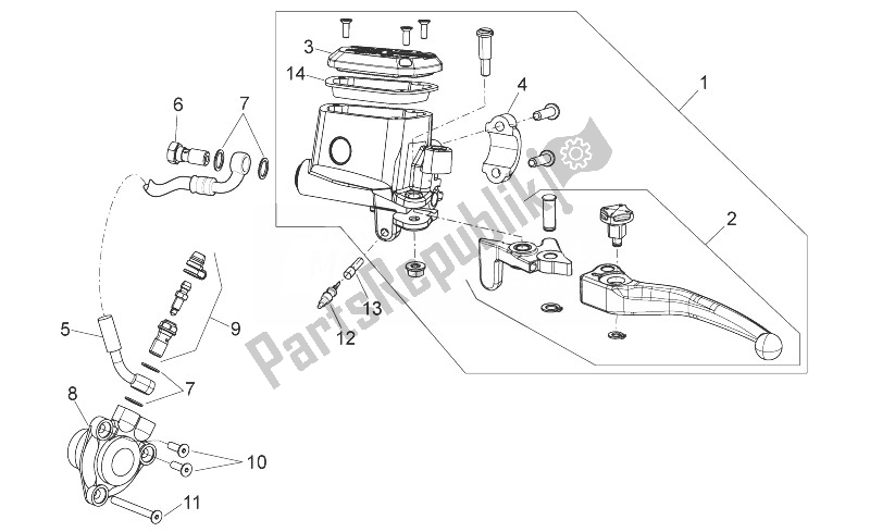 All parts for the Clutch Pump of the Aprilia Shiver 750 USA 2011