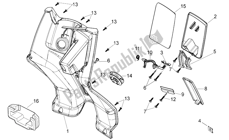 Tutte le parti per il Corpo Centrale I del Aprilia Sport City ONE 50 4T 4V 2011