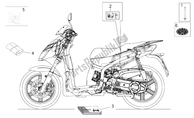 All parts for the Plate Set And Handbooks of the Aprilia Sport City 125 200 250 E3 2006