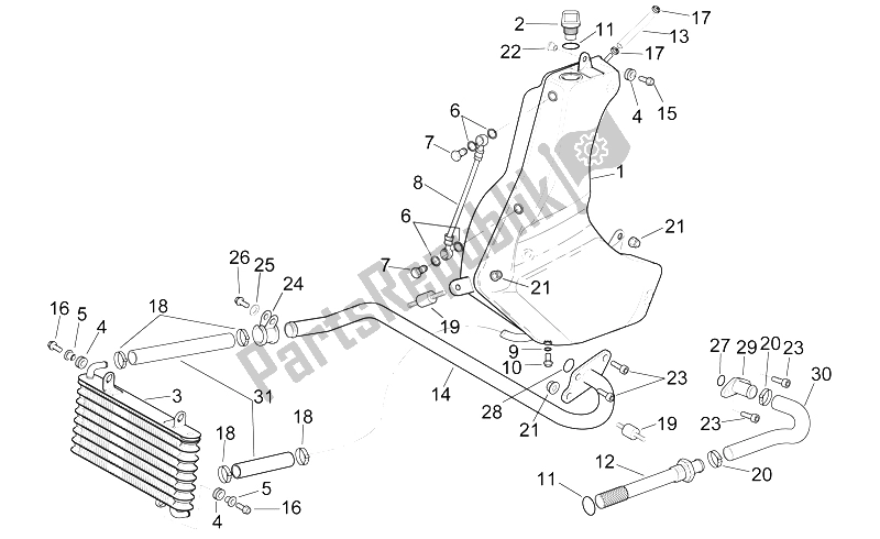 All parts for the Oil Tank of the Aprilia RSV Mille 1000 1998