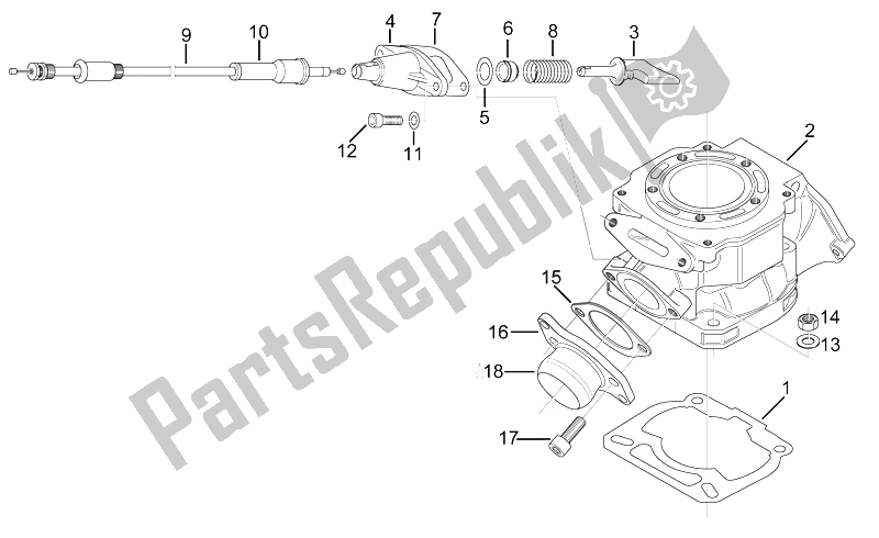 All parts for the Cylinder - Exhaust Valve of the Aprilia RX 125 ENG 122 CC 1995
