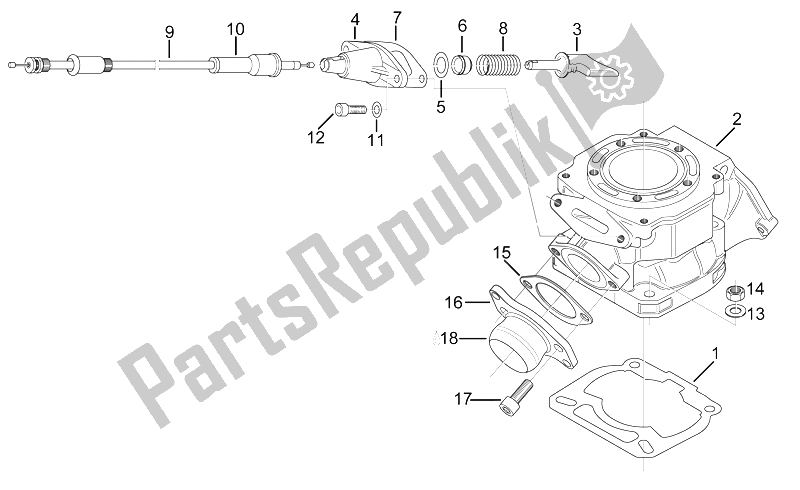 Tutte le parti per il Cilindro - Valvola Di Scarico del Aprilia RX 125 ENG 122 CC 1995