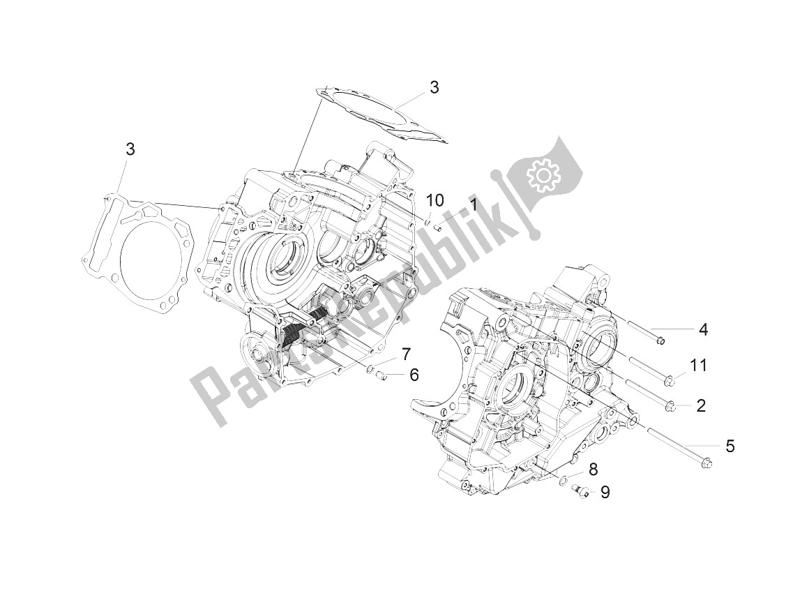 All parts for the Crankcases I (2) of the Aprilia Caponord 1200 USA 2015