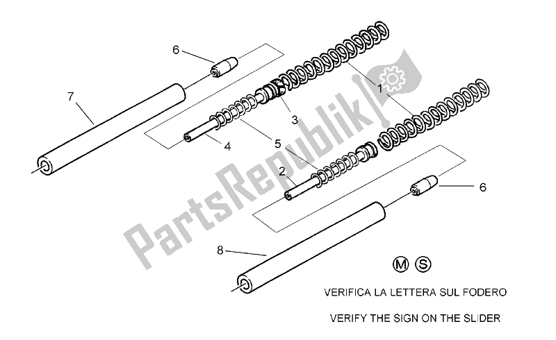 All parts for the Front Fork Ii of the Aprilia SR 50 AIR WWW 1997