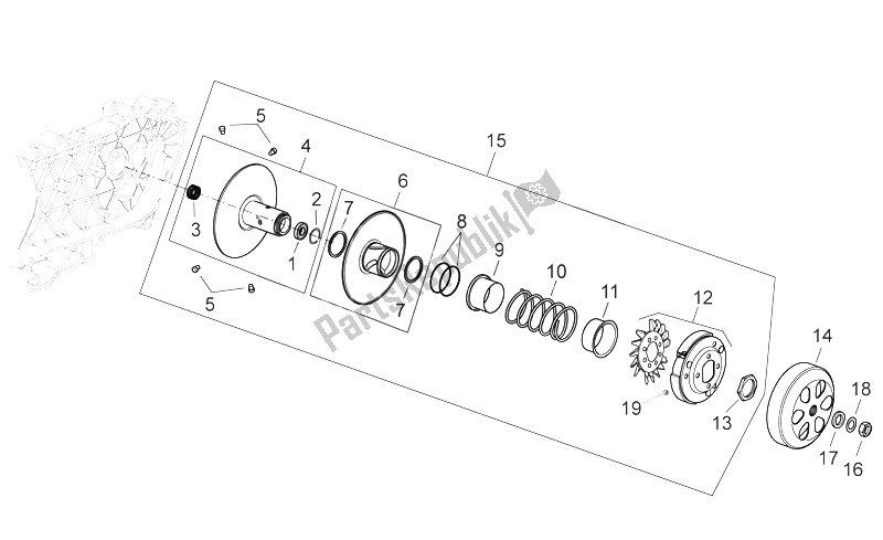 All parts for the Clutch of the Aprilia Sport City 125 200 250 E3 2006