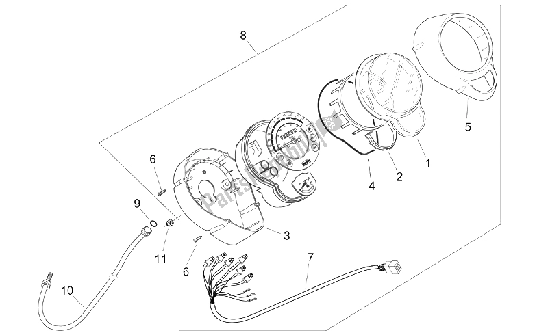 Toutes les pièces pour le Tableau De Bord du Aprilia Mojito Custom 50 2T ENG Aprilia 1999