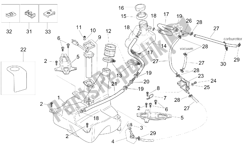 Alle Teile für das Treibstofftank des Aprilia Mojito 125 1999