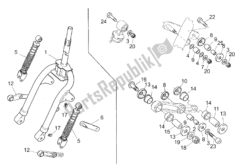 All parts for the Front Fork of the Aprilia Amico 50 1994