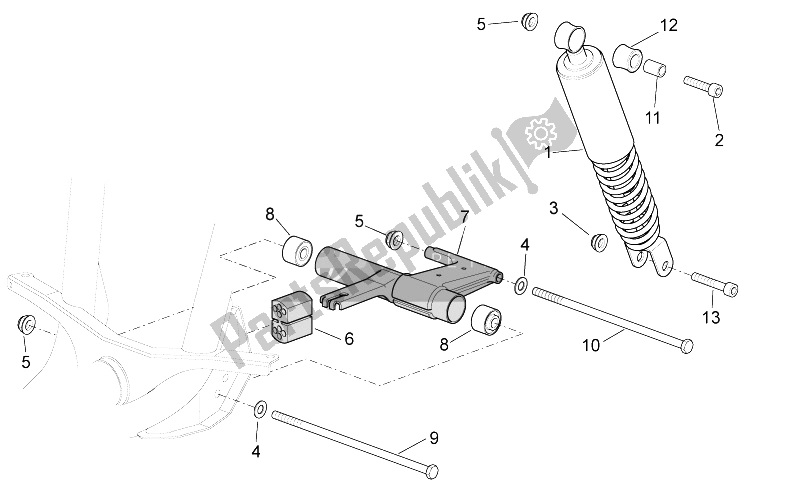 Toutes les pièces pour le R. Shock Absorber-connect. Barre du Aprilia Scarabeo 100 4T E3 NET 2010