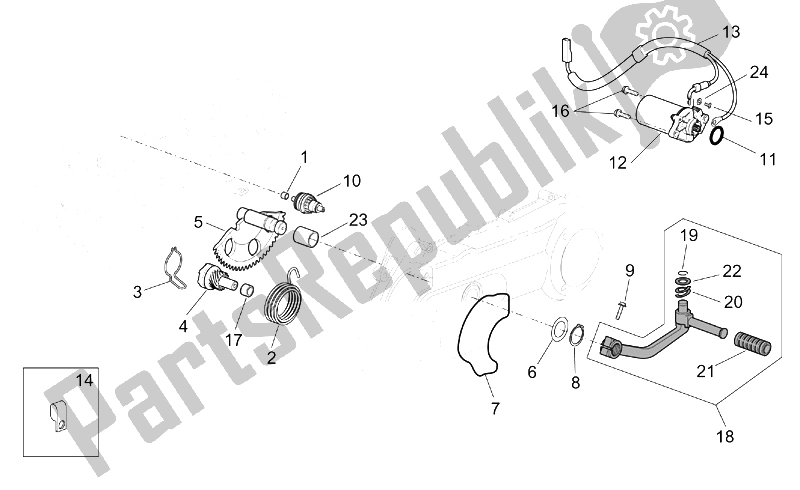 Todas as partes de Motor De Arranque / Engrenagem De Arranque do Aprilia Scarabeo 100 4T E2 2001