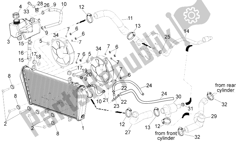 Toutes les pièces pour le Système De Refroidissement du Aprilia Dorsoduro 1200 2010