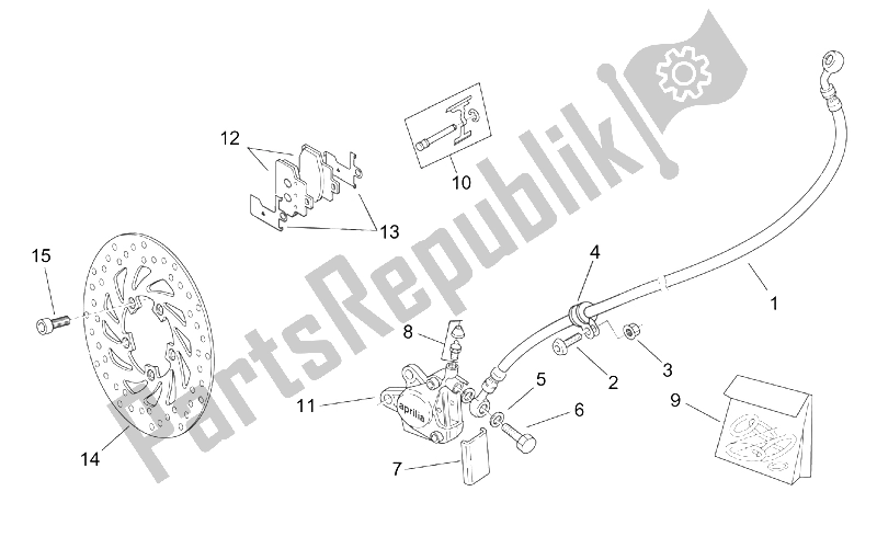 All parts for the Front Brake Caliper of the Aprilia Scarabeo 100 2T ENG Yamaha 2000