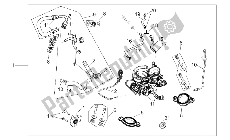 All parts for the Throttle Body of the Aprilia RXV 450 550 Street Legal 2009