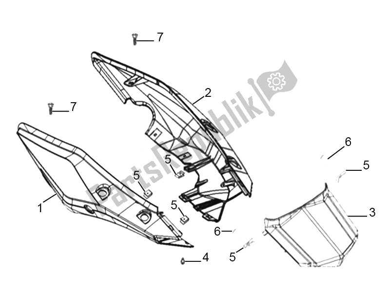 All parts for the Rear Cover of the Aprilia ETX 150 2014