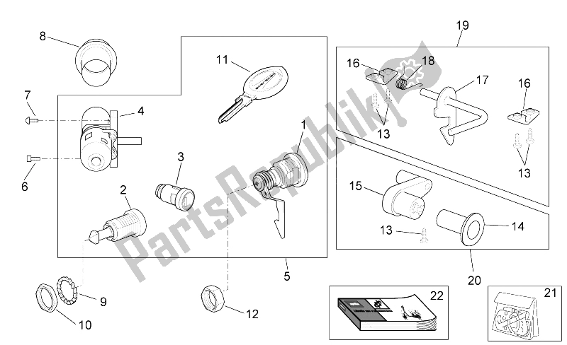 Alle onderdelen voor de Sticker - Hardware Kit Vergrendelen van de Aprilia Scarabeo 50 4T 2V E2 2006