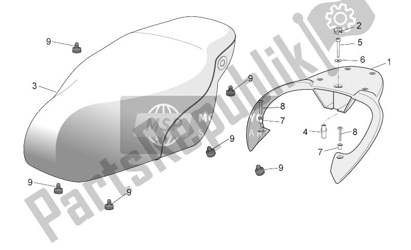Alle onderdelen voor de Stoel - Drager van de Aprilia Scarabeo 50 4T 2V E2 2006