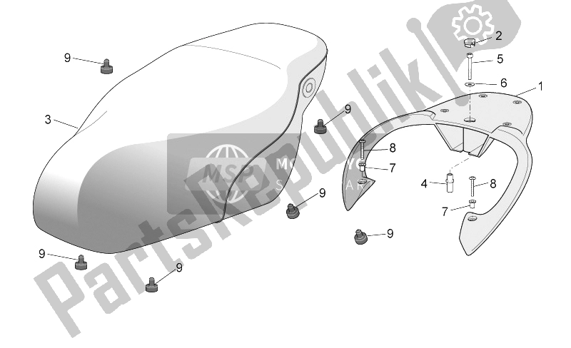 Todas as partes de Assento - Transportadora do Aprilia Scarabeo 50 4T 2V E2 2006