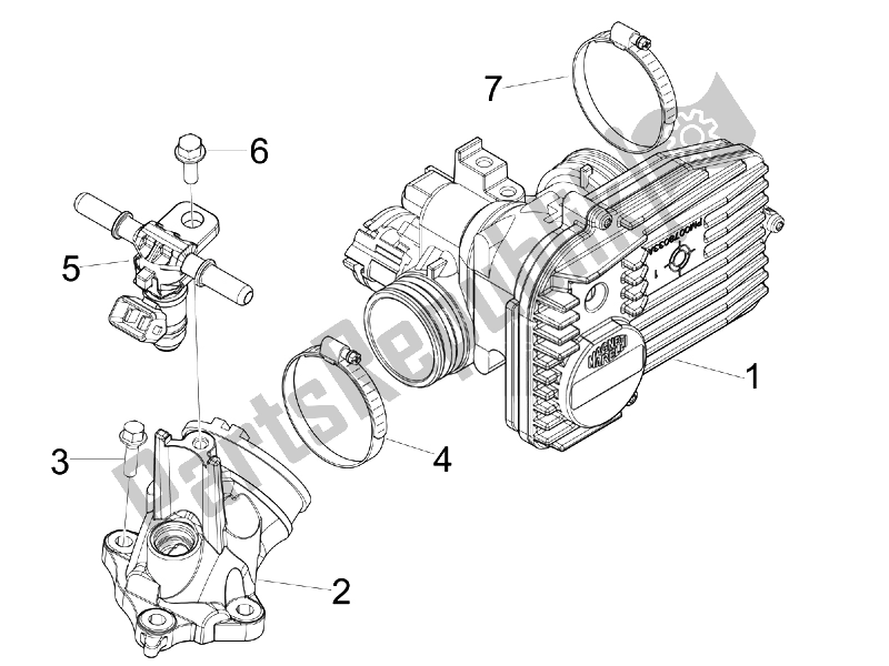 All parts for the Throttle Body - Injector - Union Pipe of the Aprilia SR MAX 125 2011