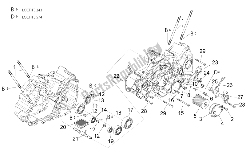 All parts for the Crankcases Ii of the Aprilia SL 1000 Falco 2000