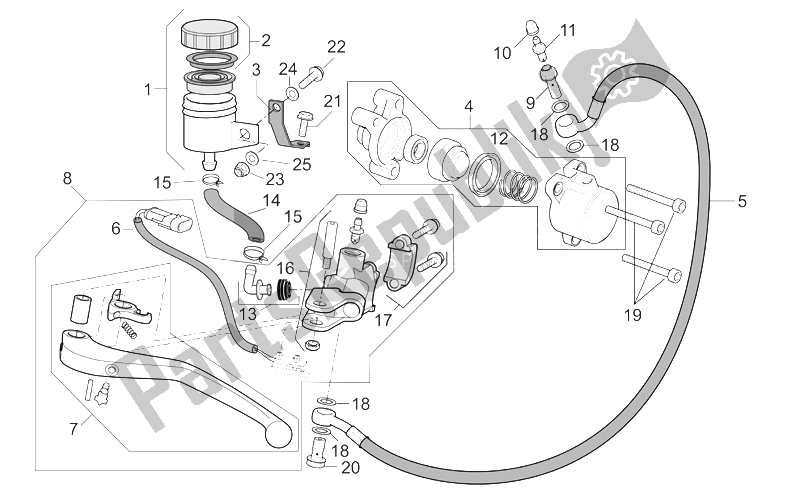 All parts for the Clutch Pump of the Aprilia RSV Mille Factory 1000 2004 - 2008