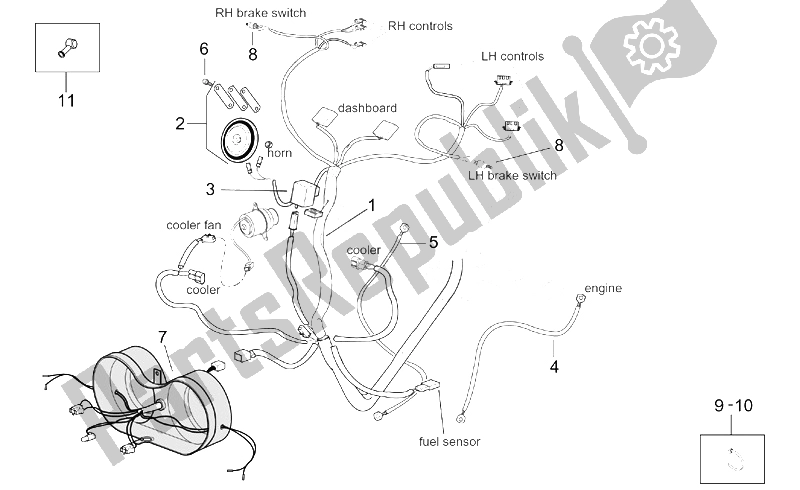 Todas las partes para Sistema Eléctrico I de Aprilia Leonardo 250 ENG Yamaha 1999